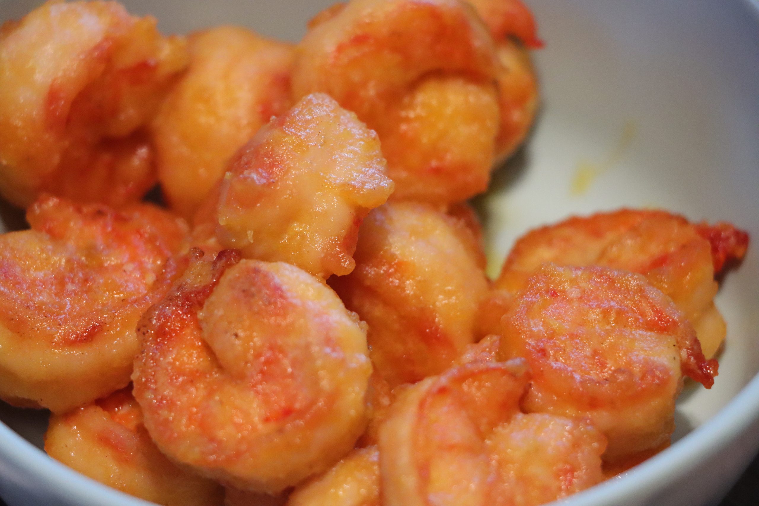 Shrimp with egg yolk